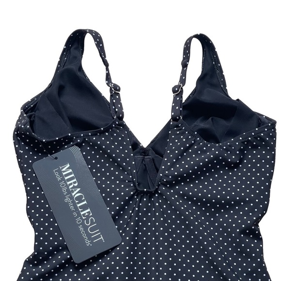 Miracle suit Oceanus Polka-Dot One-Piece Swimsuit Womens Size 12DD Tummy Control - Picture 6 of 8